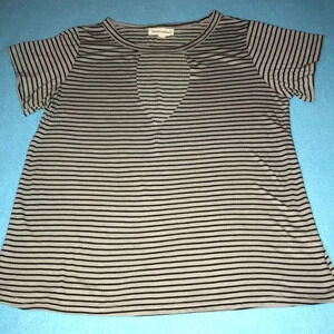 DANCE & MARVEL cutout chest striped top slinky short sleeve stretchy NEW size S